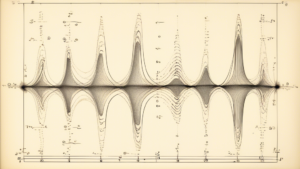 Depict the propagation of a harmonic wave through a medium, showcasing the oscillation of particles and the formation of crests and troughs.