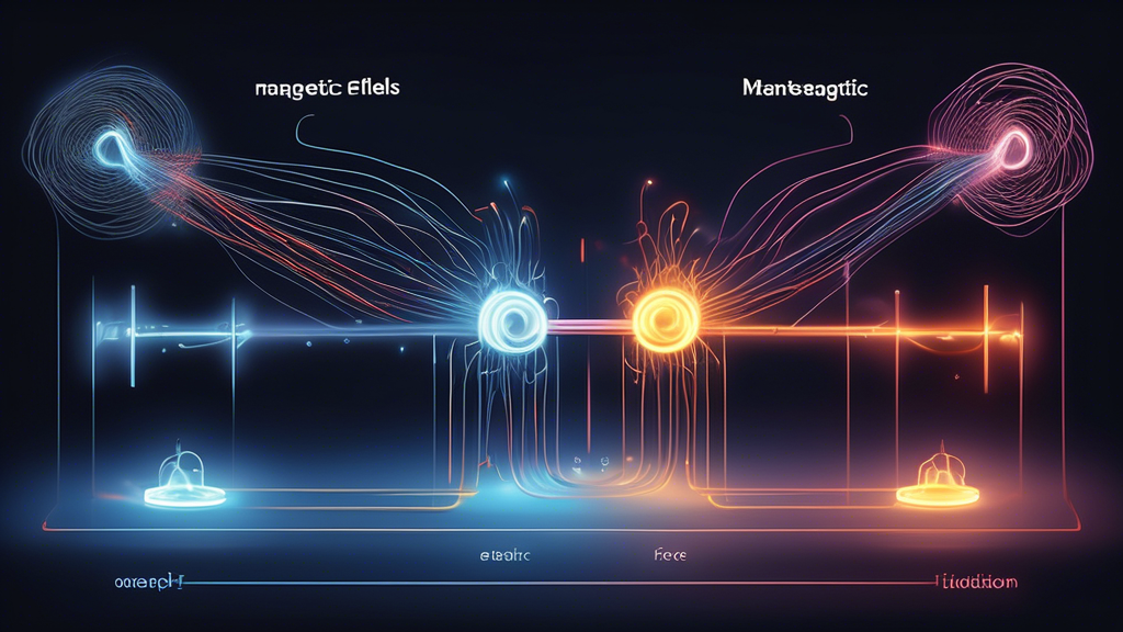 A visual representation of the relationship between electric and magnetic fields, illustrated through the concept of electromagnetic induction. Show the in