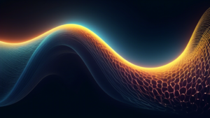 An image representing the wave-particle duality of light. The image should convey the concept that light can behave as both a wave and a particle. The imag